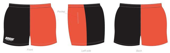 RC Footy shorts (with zip pockets)- orange/black