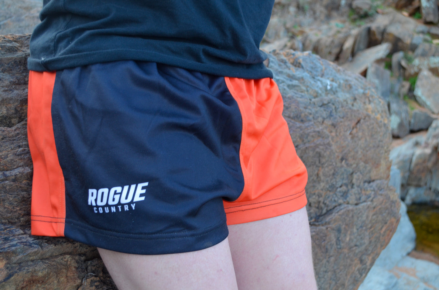 RC Footy shorts (with zip pockets)- orange/black