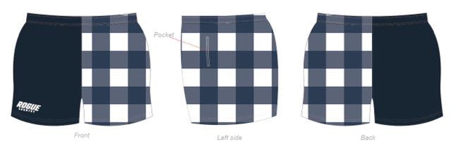 RC Footy shorts (with zip pockets)- Blue gingham