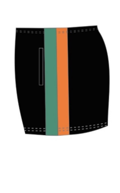 RC Footy shorts (with zip pockets)- Black with orange/green stripe
