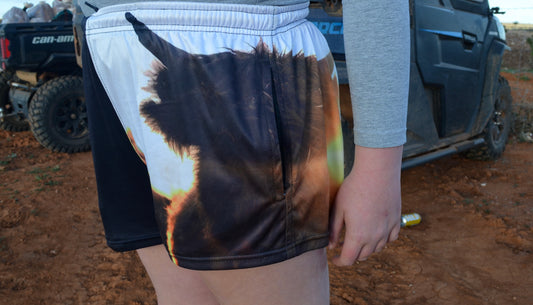 RC Footy shorts (with zip pockets)- Highland Cow