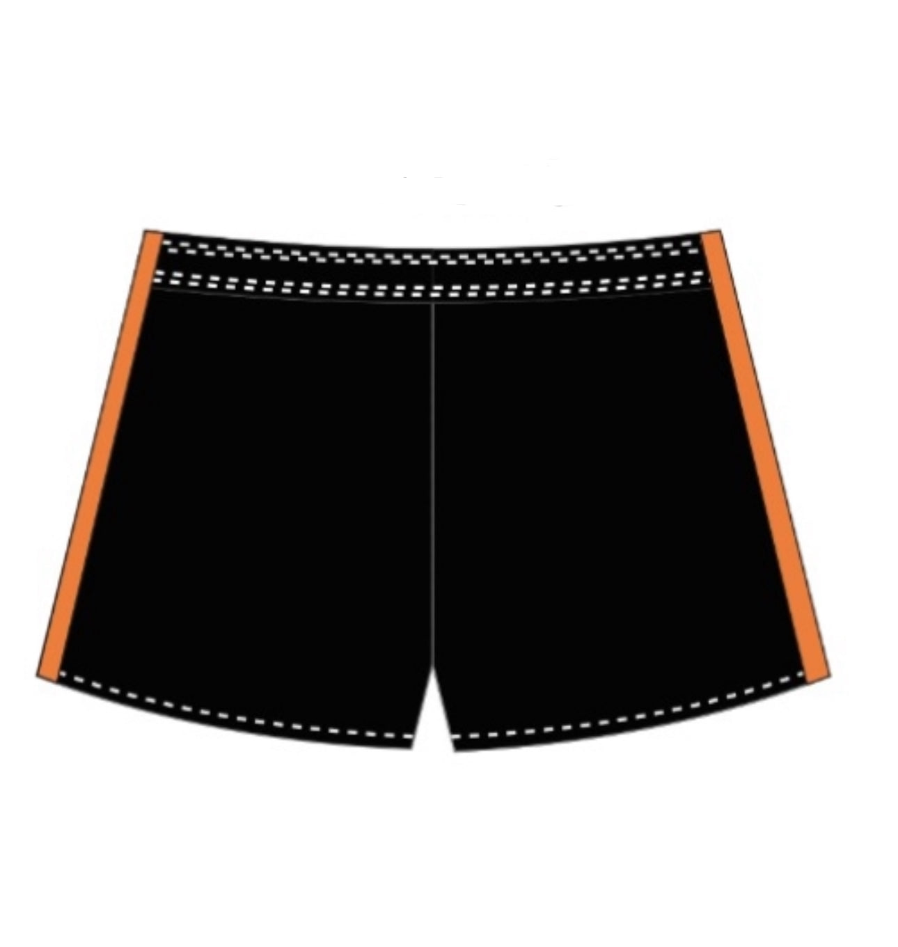 RC Footy shorts (with zip pockets)- Black with orange/green stripe