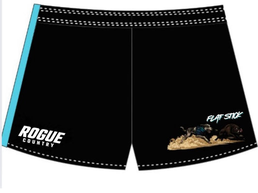 RC footy shorts (with zip pockets)- ‘Flat stick’ pigging