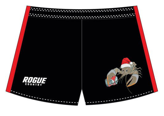 RC footy shorts- Yabbie Christmas edition (with zip pockets)