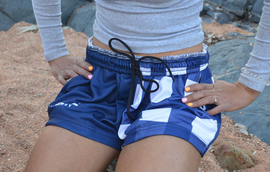 RC Footy shorts (with zip pockets)- Blue gingham