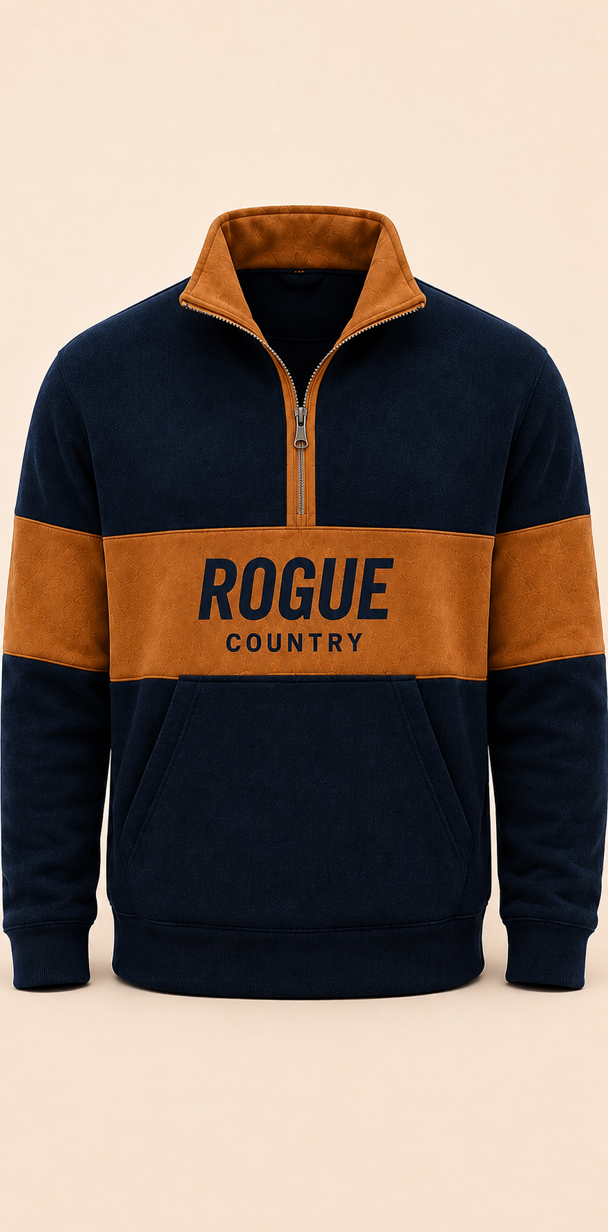 Unisex Adults & Kids RC collared quarter zip jumper (with kangaroo pocket)- Midnight/Camel