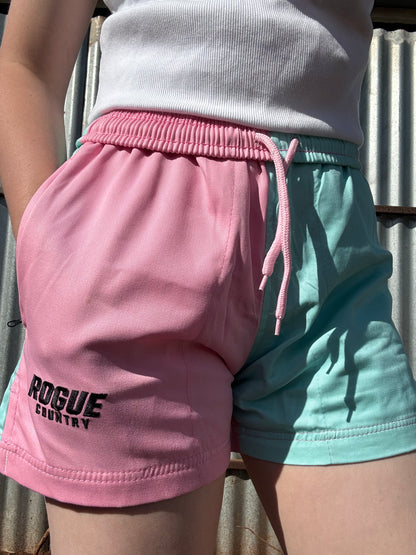Breast Cancer Awareness Cotton Footy Shorts- Pink/Blue
